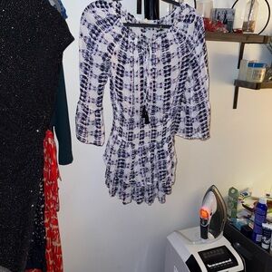 Surf Gypsy Blue and White Tie-Dye Blouse